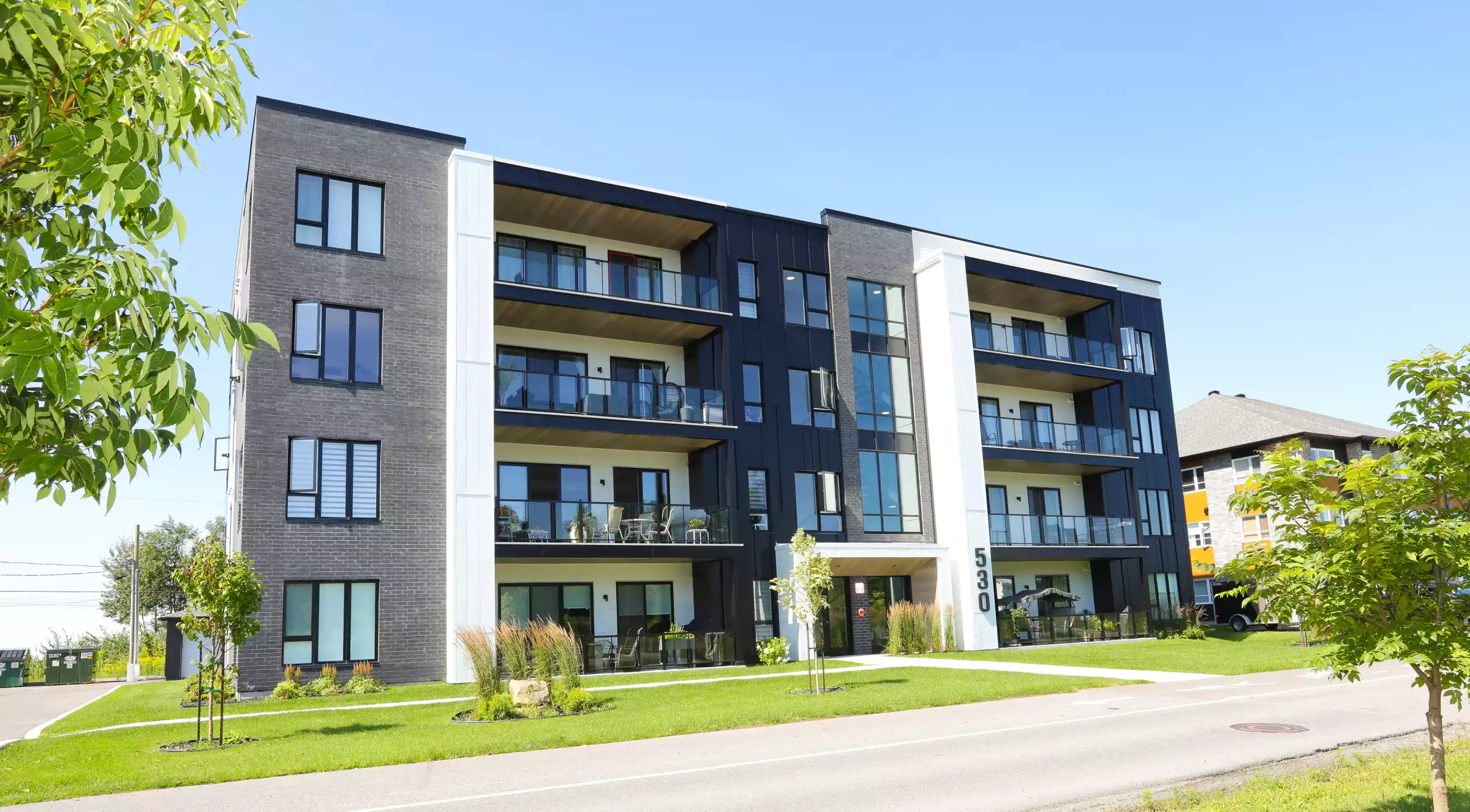 Façade des unités Munger à St-Charles-Borromée – projet multi-logements Gestion BGC